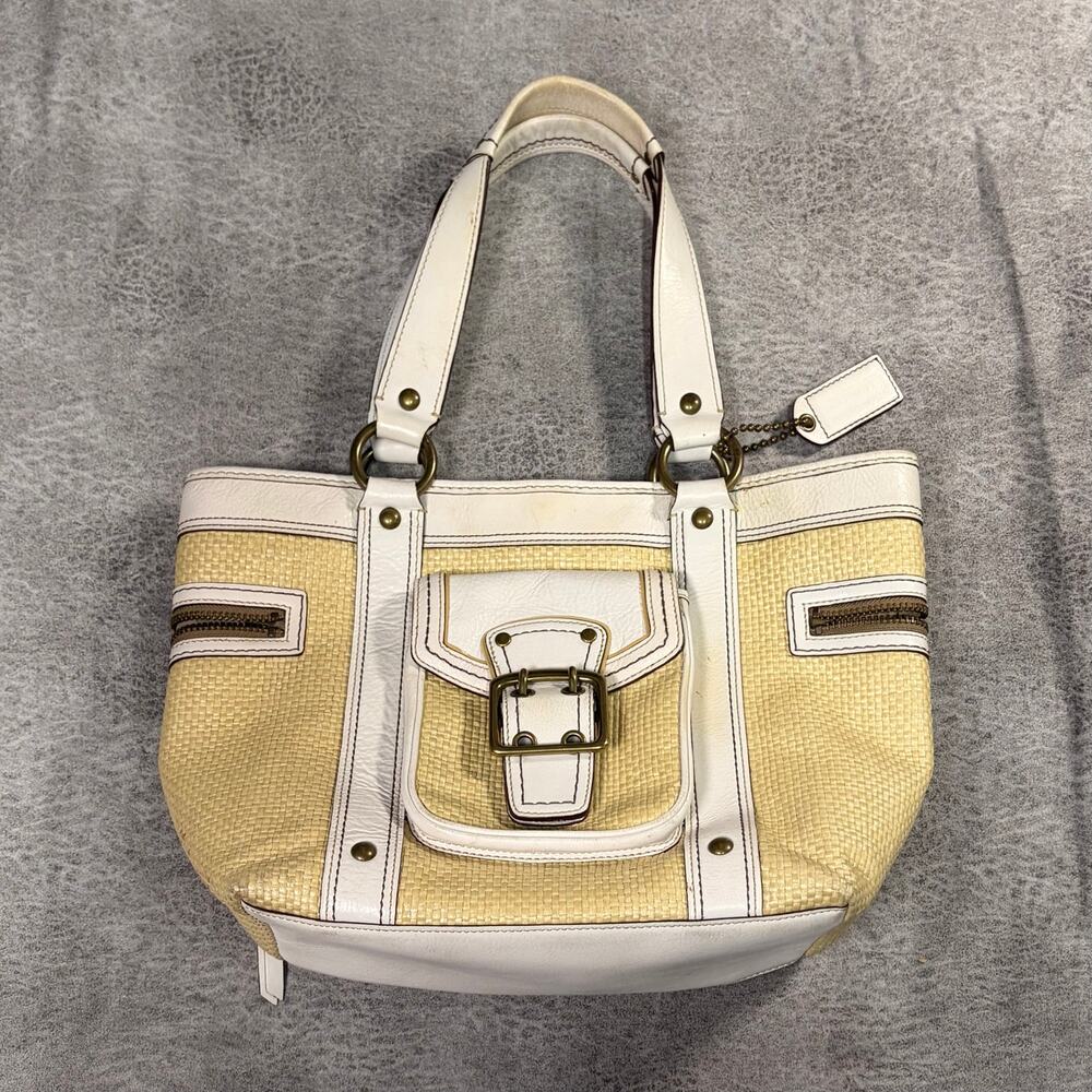 Vintage Coach Legacy Woven Straw Tote